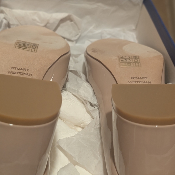 Stuart Weitzman FELICITY BLOCK PUMP 60 Nude Bow Block Heels Narrow 8.5 AA - Picture 9 of 12